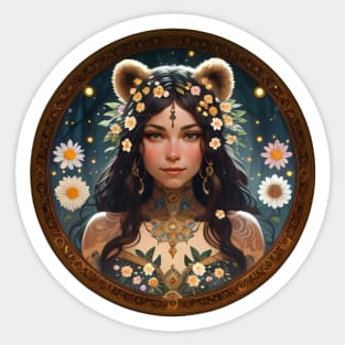 Forest Bear Woman Sticker